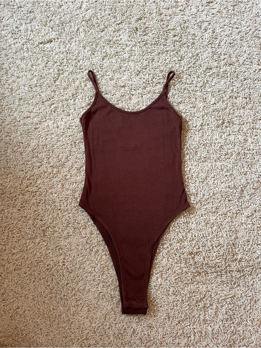 SHEIN Brown Ribbed Bodysuit